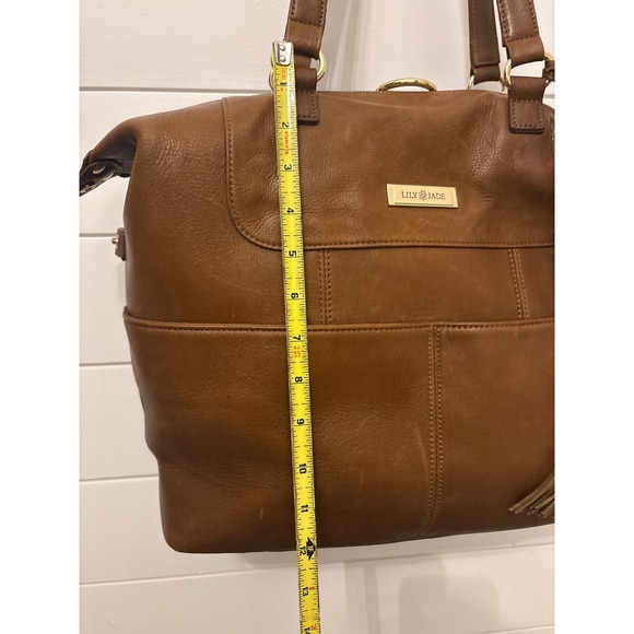 Lily Jade Genuine Leather Diaper Tote Bag Convertible  NEW Lily Jade Brown Leather Convertible Tote Bag Shoulder Bag Purse Backpack‎